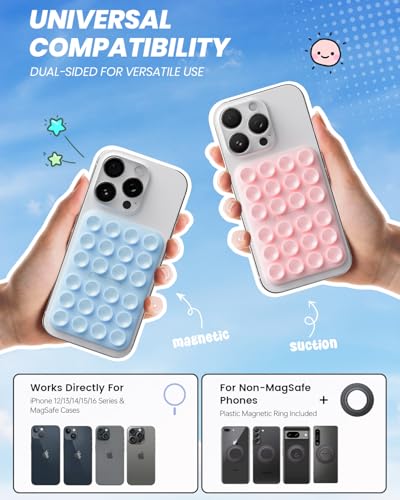 2Pack Magnetic Suction Phone Mount for MagSafe, Light Pink & Light Blue - color: Light Pink & Light Blue