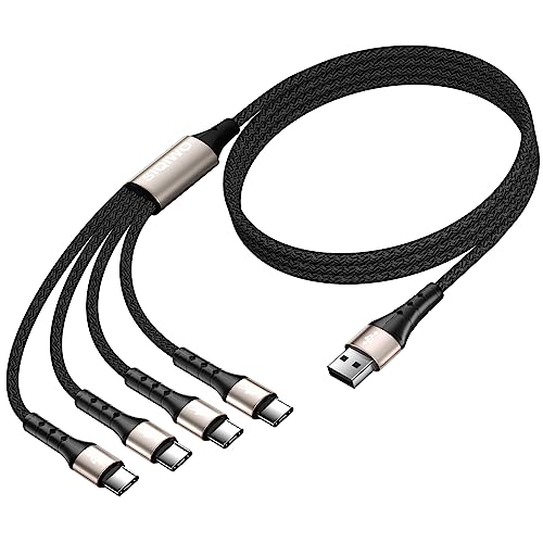 SIQIWO Multi USB C Cable Fast Charging 4FT/2 Pack, 4 in 1 Charger Cord - color: Black