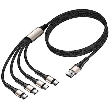 SIQIWO Multi USB C Cable Fast Charging 4FT/2 Pack, 4 in 1 Charger Cord - color: Black