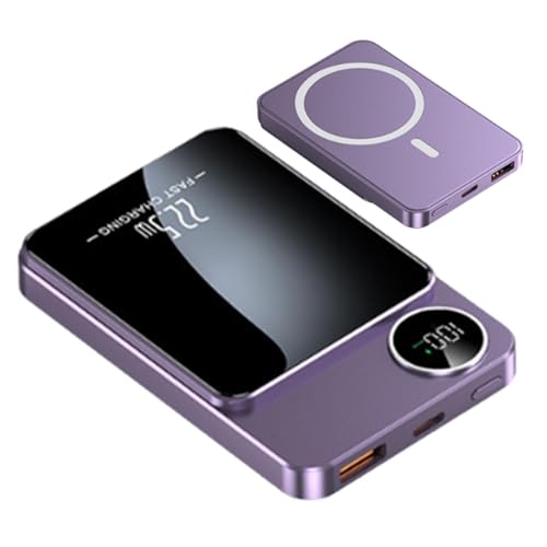 Wireless Charger Pad 20000mAh, Magnetic Fast Charging Hub for Phone Earbuds Smart Watch, Portable Power Bank Charger for Desk Home Office Travel Device - color: Purple