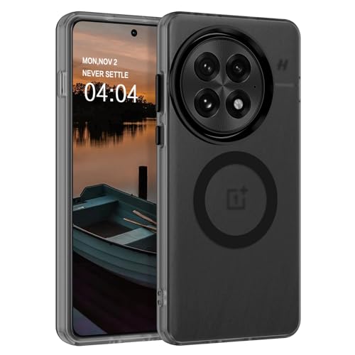 GUAGUA for OnePlus 13 Case [Compatible with MagSafe] Translucent Matte Back Shockproof Slim Fit Drop Proof Protection Anti-Fingerprint Cover Phone Case for OnePlus 13 5G 2025, Black