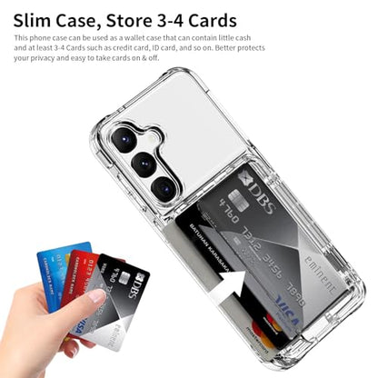 ACANDYA for Samsung Galaxy S24 Case Wallet Clear Protective Case with Credit Card Holder Heavy Duty Protection Shockproof Anti-Scratch Anti-Yellow Cover for Samsung Galaxy S24 6.2 inch Transparent - size: Galaxy S24 6.2 inch