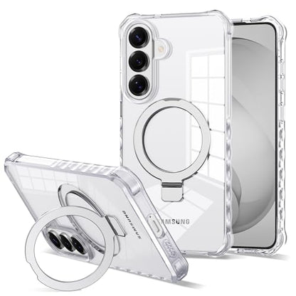 Compatible with Clear Samsung Galaxy S26 Plus Case 6.7'' with Magnetic Ring Stand [Compatible with Mag-Safe] Military-Grade Wave Frame Phone Case for S26 Plus, Clear - color: Clear, size: Samsung Galaxy S26 Plus