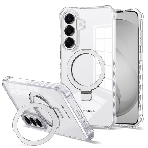 Compatible with Clear Samsung Galaxy S26 Plus Case 6.7'' with Magnetic Ring Stand [Compatible with Mag-Safe] Military-Grade Wave Frame Phone Case for S26 Plus, Clear - color: Clear, size: Samsung Galaxy S26 Plus