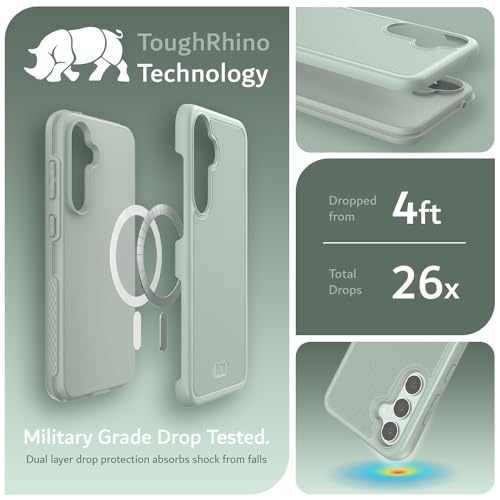 TUDIA MergeGrip Magsafe Compatible Phone Case for Samsung Galaxy S23 FE 2023 - Dual Layer, Shockproof, Military Grade, Non-Slip, Heavy Duty Protective Phone Case with Wireless Charging - Green Lily - color: Green Lily, size: Magnetic Galaxy S23 FE