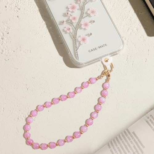 Phone Charm Detachable Metal Cellphone Wrist Strap for Women Girls, Cell Phone Lanyard - color: Cc-shimmering Pink
