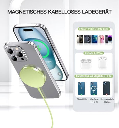 Magnetic Wireless Charger, 2-Pack 15W Fast Mag-Safe Stand for iPhone 17-12 - color: Green Magnatic Charger