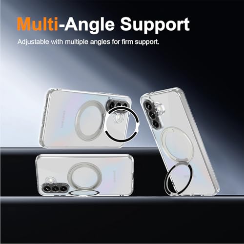 Case for Samsung Galaxy A37 5G Phone 2026 | Rotating Stand | Non-Yellowing Transparent Clear | Wireless Charging | Shockproof Protection (Clear) - color: Clear, size: A37