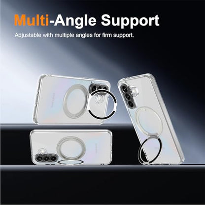 Case for Samsung Galaxy A37 5G Phone 2026 | Rotating Stand | Non-Yellowing Transparent Clear | Wireless Charging | Shockproof Protection (Clear) - color: Clear, size: A37