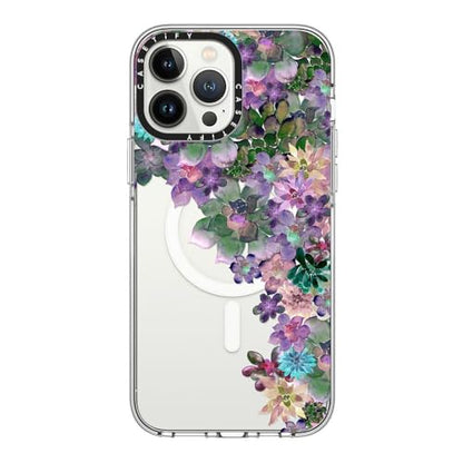 CASETiFY for iPhone 13 Pro Max Case - Impact Clear Compatible with MagSafe | Not Yellowing | 6.6 ft. 3x Military Grade Drop Protection | MY SUCCULENT GARDEN | Clear - color: MY SUCCULENT GARDEN, size: Iphone 13 Pro Max (6.7")