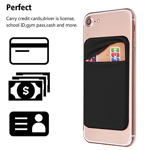 OBVIS Cell Phone Card Holder Stick On Wallet Sleeve, Black, 2 Pack - color: Black