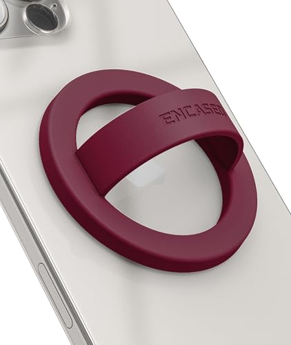 Encased Magnetic Phone Grip Holder (Compatible with MagSafe) Thin Silicone Finger Loop Ring for iPhone (Burgundy) - color: Burgundy