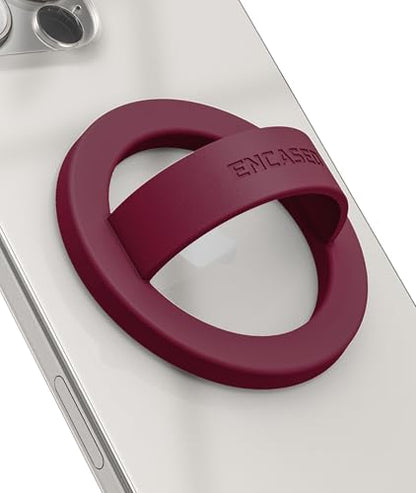 Encased Magnetic Phone Grip Holder (Compatible with MagSafe) Thin Silicone Finger Loop Ring for iPhone (Burgundy) - color: Burgundy
