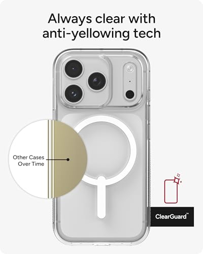 ZAGG Crystal Palace Case for iPhone 17 Pro - Clear, Drop Protection (13ft/4m), ClearGuard Anti‑Yellowing & Scratch‑Resistant, MagSafe & Wireless Charging Compatible - size: iPhone 17 Pro, style: With Magsafe