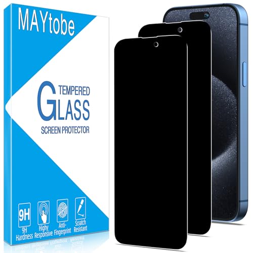 MAYtobe 2-Pack Screen Protector for iPhone 15 Pro, iPhone 15 Tempered Glass - size: iPhone 15 Pro,15(Black)