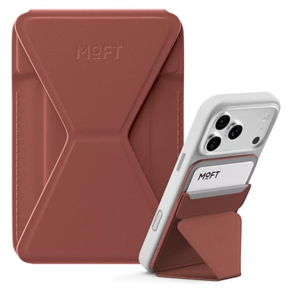 MOFT Magnetic Wallet Stand Compatible with iPhone 18/17/16/15/14/13 Series, Angle Adjustment Magsafe Compatible MOVAS Phone Stand - color: Sienna Brown, size: Standard