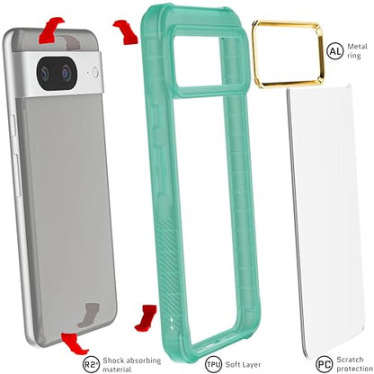 Ghostek Covert Google Pixel 8 Clear Case - Compatible with Wireless Charging, Transparent Silicone, Shockproof Phone Cover (6.2 Inch, Teal) - color: Teal [Limited Edition], size: Pixel 8