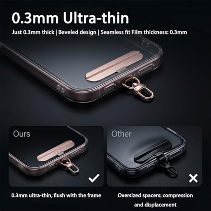 QfwdfcTrenz 4 Pack 360° Rotating Stainless Steel Phone Tether Tab, Cellphone Charm Wrist Strap Hook Holder, Stainless Steel Phone Clip for Straps, No-Adhesive Case Insert, 4 Colors