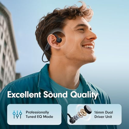 Bone Conduction Headphones, Open Ear Headphones, Superior Sound Wireless Bluetooth Running Headphones 10H Playtime, Comfortable Fit Waterproof for Music, Workouts, Travel