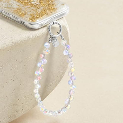 4 Pcs Beaded Phone Charm Wrist Strap, Crystal Sparkling Phone Wrist Strap With Tether Tab Detachable Cellphone Wristlet Keychain Lanyard For Women Droplet Cellphone Case Chain Purse Bag Charms