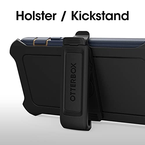 OtterBox iPhone 14 & iPhone 13 Defender Series Case - Blue Suede Shoes (Blue), Rugged & Durable, with Port Protection, Includes Holster Clip Kickstand - color: Navy