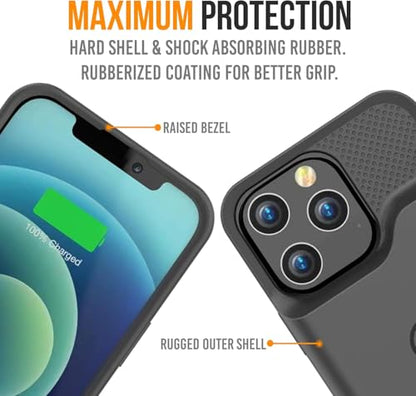 Alpatronix Battery Case for iPhone 17 Pro Max, Portable Strong Slim Protective Extended Charger Cover, 15W Fast Charging, High Capacity with Wireless Charging Case. Black - size: Apple iPhone 17 Pro Max