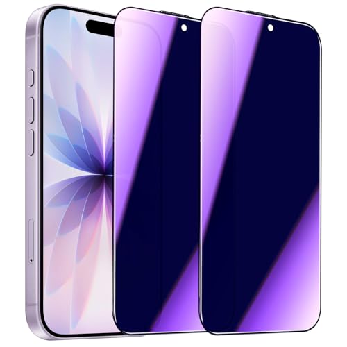 2 Pack Compatible with iPhone 16 Pro/iPhone 17 Privacy Screen Protector, Anti-Spy Anti-Blue Light Eye Protection Tempered Glass Film, Scratch Resistant, Full Coverage, Case Friendly - size: for iPhone 16 Pro/17