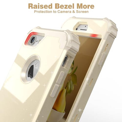 IDweel for iPhone 8 Case & for iPhone 7 Case with Screen Protector(Tempered Glass),3 in 1 Shockproof Hybrid Heavy Duty Hard PC Cover Soft Silicone Sturdy Bumper Full Body Sturdy Case,Glitter Yellow - color: Glitter Yellow