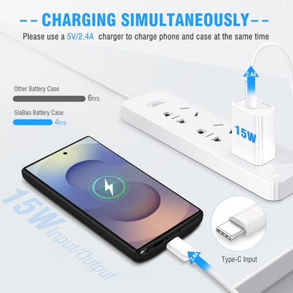 S25 Ultra Battery Charging Case, 10000mAh Portable Rechargeable Wireless Charging Case for Samsung Galaxy S25 Ultra 5G(6.9 inch), Protective Extended Battery Pack Charger Cover - Black