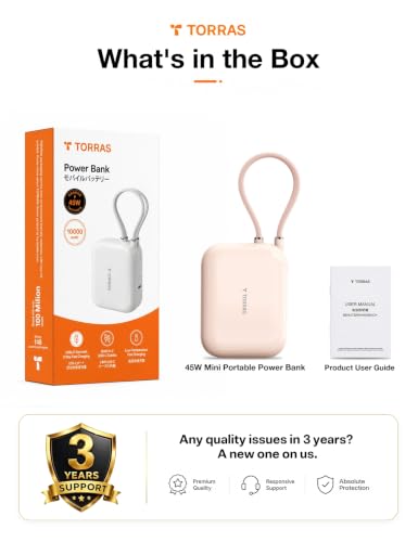 TORRAS Mini Power Bank for iPhone 18 Pro Max, 45W 10000mAh Portable Charger - color: ROSE GOLD