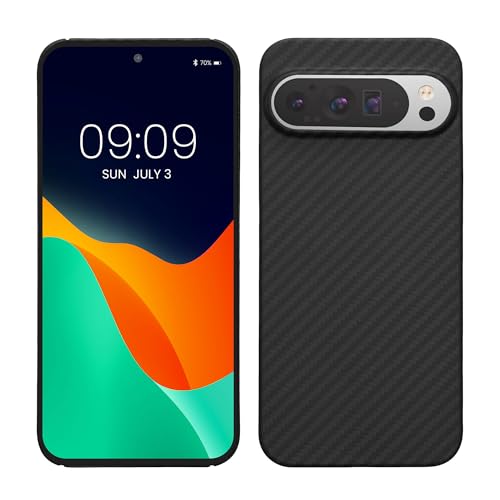 kalibri Aramid Fiber Case Compatible with Google Pixel 9 Pro XL - Case Super Slim Strong Protective Phone Cover - Black Matte - size: Pixel 9 Pro XL