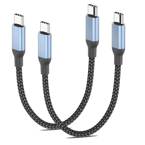1 Foot USB C to USB C Cable, 2Pack Braided USB-C to USB-C Cable 1ft Fast Charging 60W Short Type C to Type C Car Charger Cord for iPhone 16/15 Pro Max, Galaxy S24/S23, iPad Pro/Air, MacBook Air/Pro - size: 1 ft