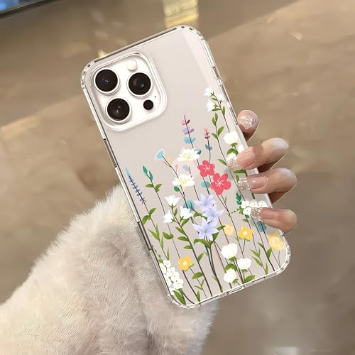 IAIYOXI Clear Case for iPhone 16 Pro Max, [Crystal Clear Military-Grade Drop Protection], Non-Yellowing, Slim Lightweight Transparent TPU Bumper Phone Case Cover Design - Litte Flower - color: Litte Flowers, size: iPhone 16 Pro Max