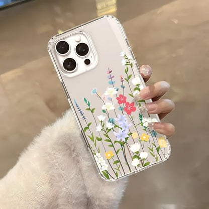 IAIYOXI Clear Case for iPhone 16 Pro Max, [Crystal Clear Military-Grade Drop Protection], Non-Yellowing, Slim Lightweight Transparent TPU Bumper Phone Case Cover Design - Litte Flower - color: Litte Flowers, size: iPhone 16 Pro Max