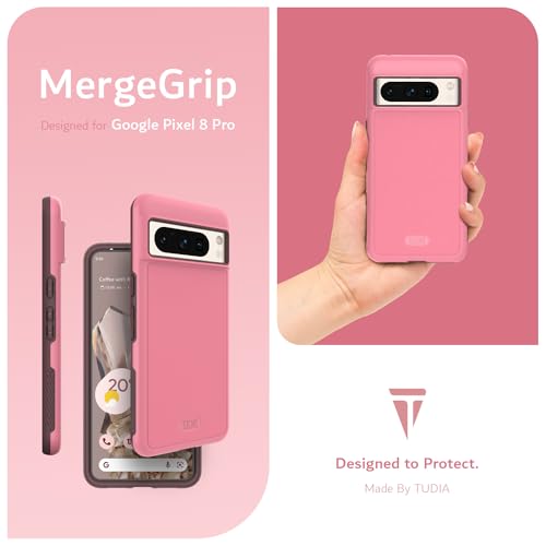TUDIA MergeGrip [Magsafe Compatible] Designed for Google Pixel 8 Pro Case (2023) - Dual Layer [Military Grade] Shockproof Slim Rugged Tough Heavy Duty Phone Cases - Smokey Pink - color: Smokey Pink, size: Magnetic Pixel 8 Pro