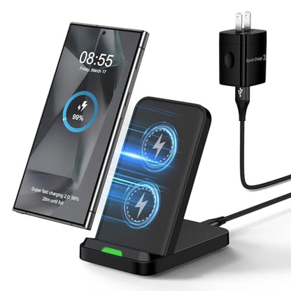 Wireless Charger Stand for Moto G Stylus 5G 2026/2025/2024, Moto Edge/Razr - color: Black