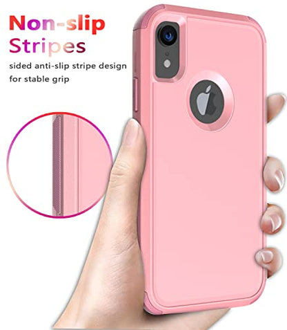 Diverbox for iPhone Xr Case [Shockproof] [Dropproof] [Dust-Proof],Heavy Duty Protection Phone Case Cover for Apple iPhone XR (Pink) - color: Pink-3in1