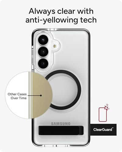 ZAGG Santa Cruz Snap Samsung Galaxy S26+ with Kickstand - Black, Magnetic Crystal Clear Protective Phone Cover, 13ft Drop Protection, Graphene Reinforced, Slim Case with Stand - color: Black, size: Samsung Galaxy S26 Plus