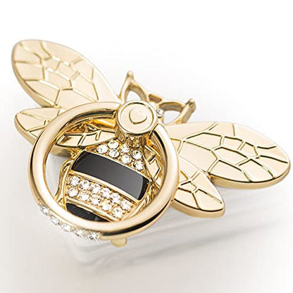 Allengel Bee Phone Ring Holder Finger Kickstand with Crystal, Cute Phone Ring Grip Holder for iPhone or Smartphone Cases, Gold Black - color: gold02