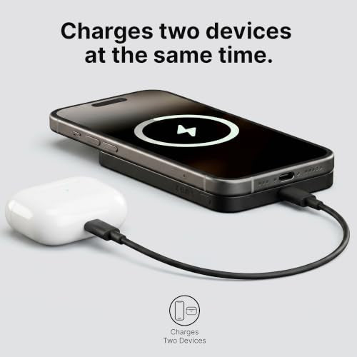 ZENS Magnetic Power Bank 10000mAh, MagSafe Battery Pack Qi2 15W Wireless Charger + 20W USB-C Slim Aluminium Portable Charger for iPhone Air/17/16/15/14/13/12 & AirPods, 12in Cable, Black - color: Black