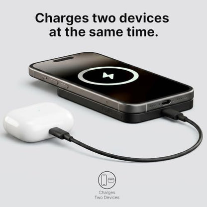 ZENS Magnetic Power Bank 10000mAh, MagSafe Battery Pack Qi2 15W Wireless Charger + 20W USB-C Slim Aluminium Portable Charger for iPhone Air/17/16/15/14/13/12 & AirPods, 12in Cable, Black - color: Black