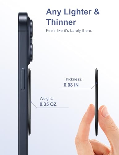 AirLoop Ultra Thin Phone Grip with Soft Elastic Finger Strap, Strong Adhesive with Back-Side Magnetic Ring Holder Loop, Ultra Light Accessories for Phone-Black - color: Black