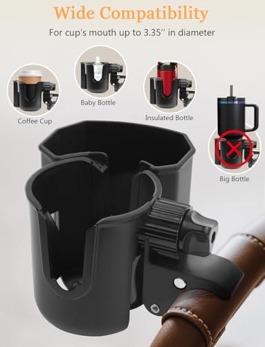 Universal Stroller Cup Holder with Phone Holder for Walker Wheelchair