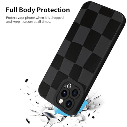 KANGHAR Compatible with iPhone 12 Pro Max Case Checkered -Black | Silicone Cute Pattern, Camera Protection Soft Slim Phone Case for Girls Women - color: Black, size: iPhone 12 Pro Max