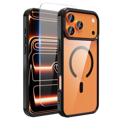 Classic Hybrid Magnetic iPhone 17 pro Case Phone Case Cover, Screen Protectors X1, Compatible with Magsafe, Anti Yellowing,Slim,Shockproof, Protective(Black Magsafe, iPhone 17 pro) - color: Black Magsafe, size: iPhone 17 pro