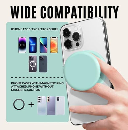 for MagSafe Phone Grip,Soft Silicone Magnetic Collapsible Cell Phone Finger Grip for iPhone 17/16/15/14/13,12 and Smartphones Tablets - Cyan - color: Cyan