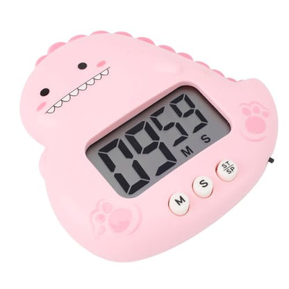 Kids Timer, Cute Dinosaur Shape Digital Countdown Timer with Large LCD Display Magnetic Back Foldable Stand for Children Teachers Parents Pink - color: Pink