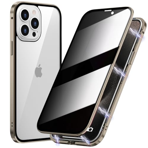Magnetic Titanium for iPhone 15 Pro Privacy Screen Case Full Body Cover - color: Natural Titanium, size: iPhone 15 Pro