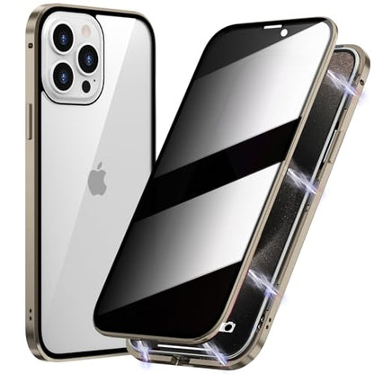 Magnetic Titanium for iPhone 15 Pro Privacy Screen Case Full Body Cover - color: Natural Titanium, size: iPhone 15 Pro