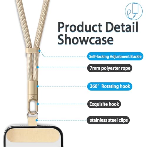 Adjustable Phone Wrist Strap, Slim Lanyard with Tether Tab Anti Drop Wristlet for and Smartphones, Nylon Hand Strap - color: Black+camel